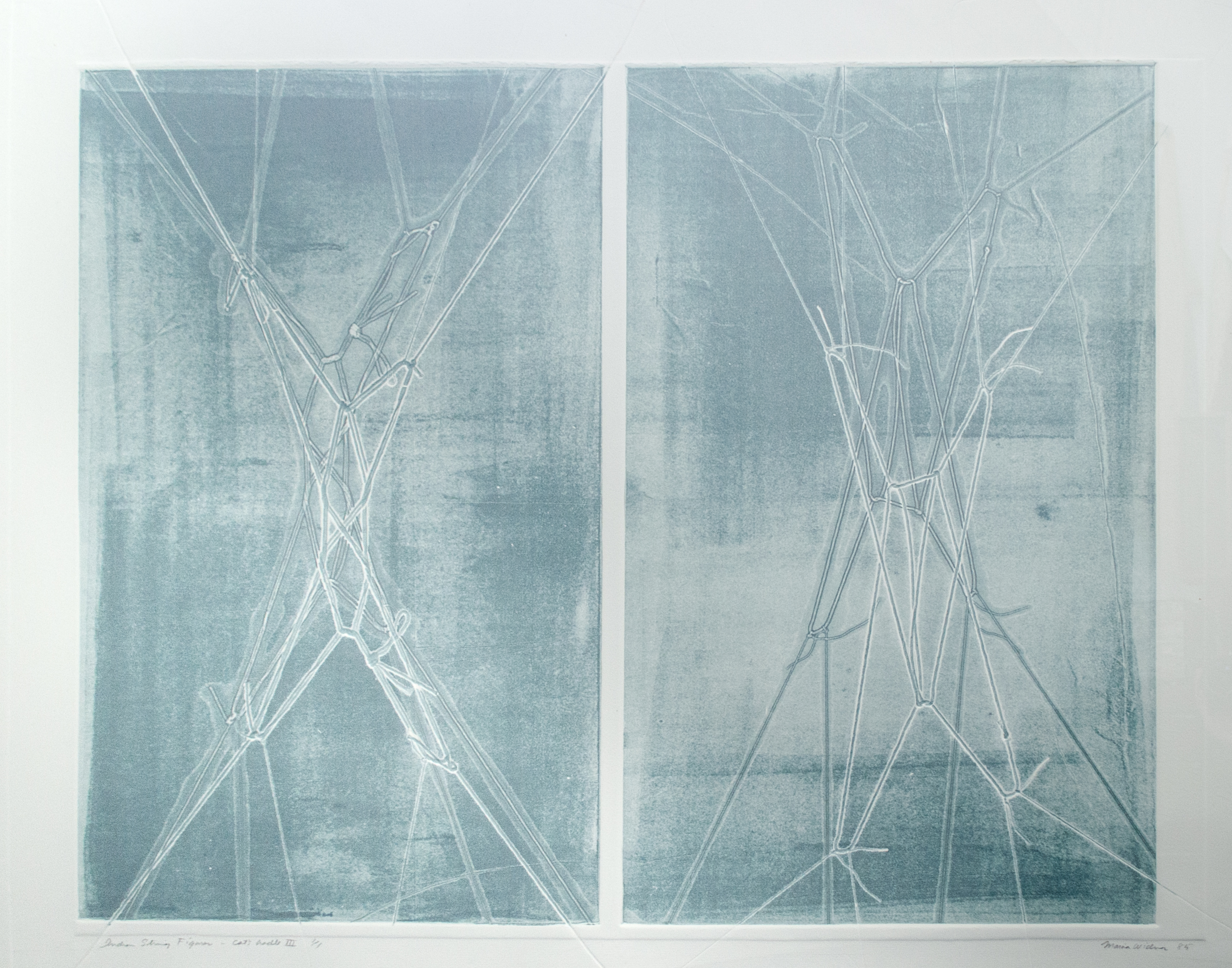 Alt text: monoprint of string pattern