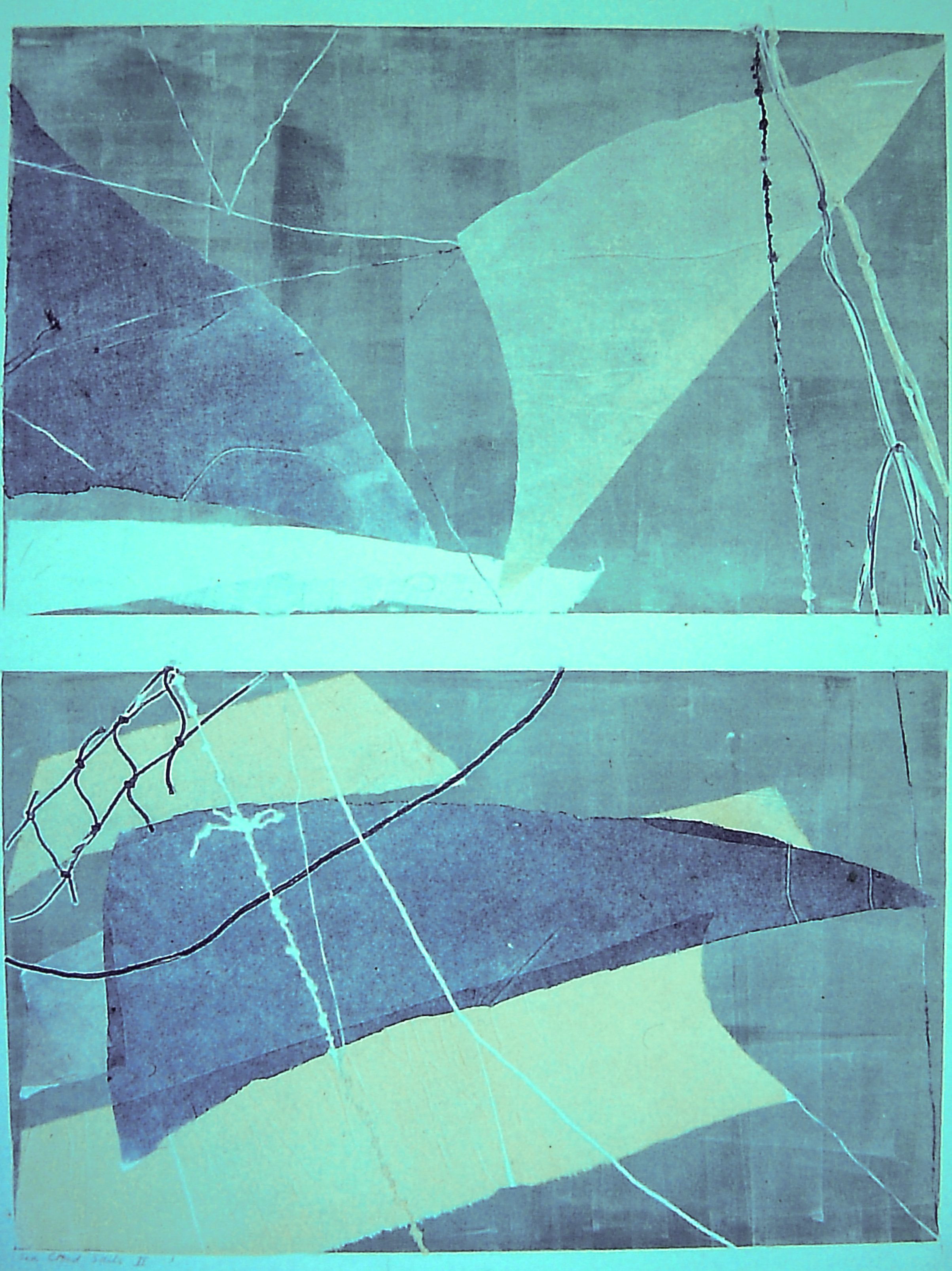 Alt text: Monoprint of an abstract sail