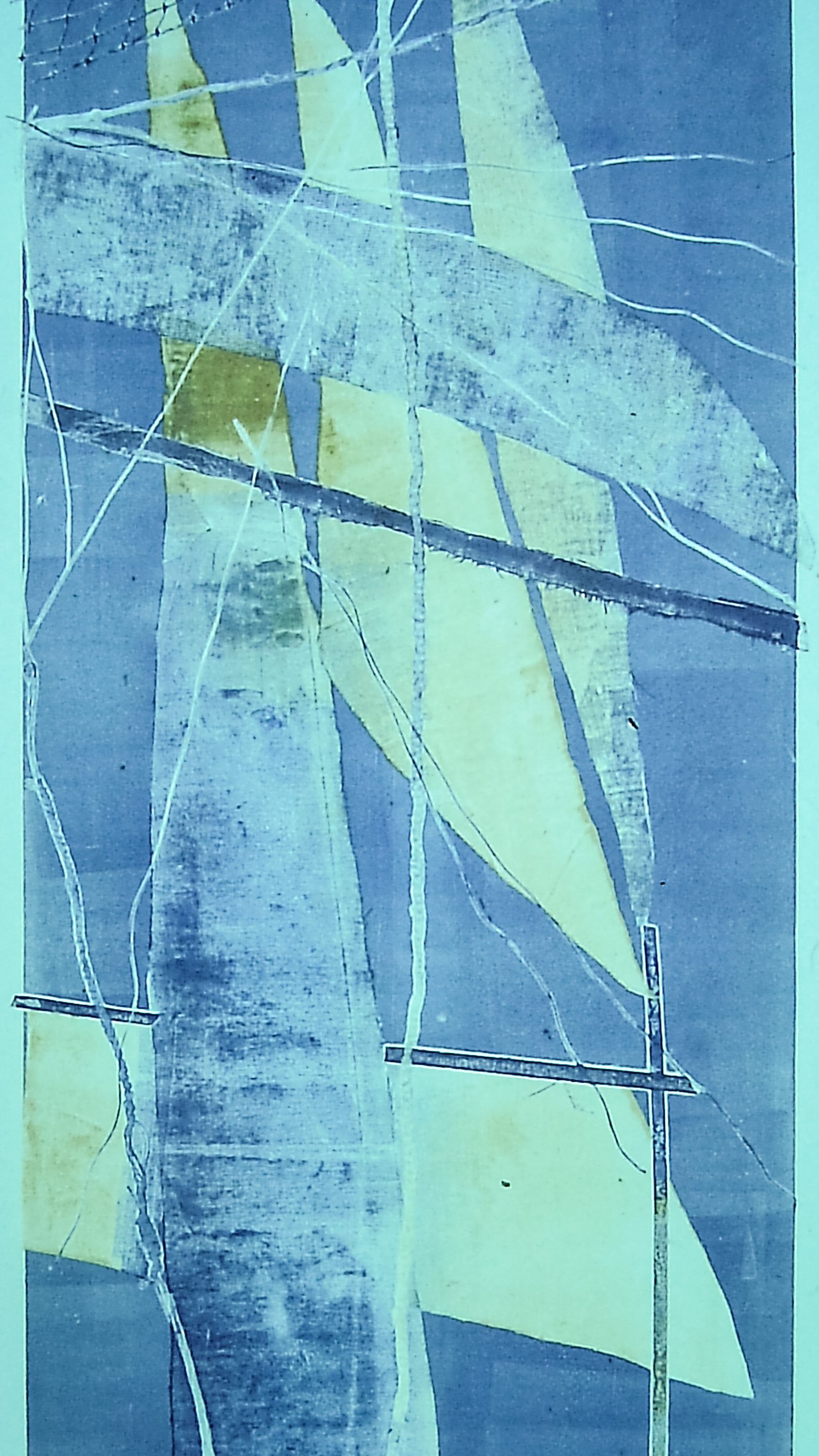 Alt text: Monoprint of an abstract sail