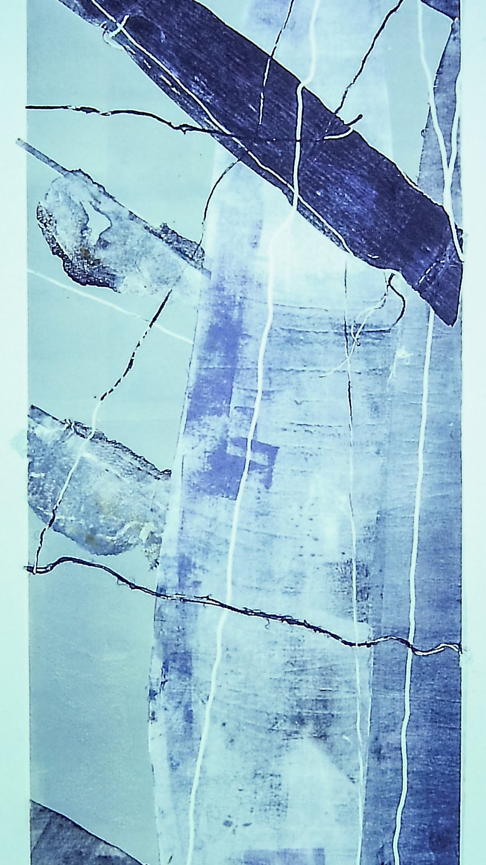 Alt text: Monoprint of an abstract sail