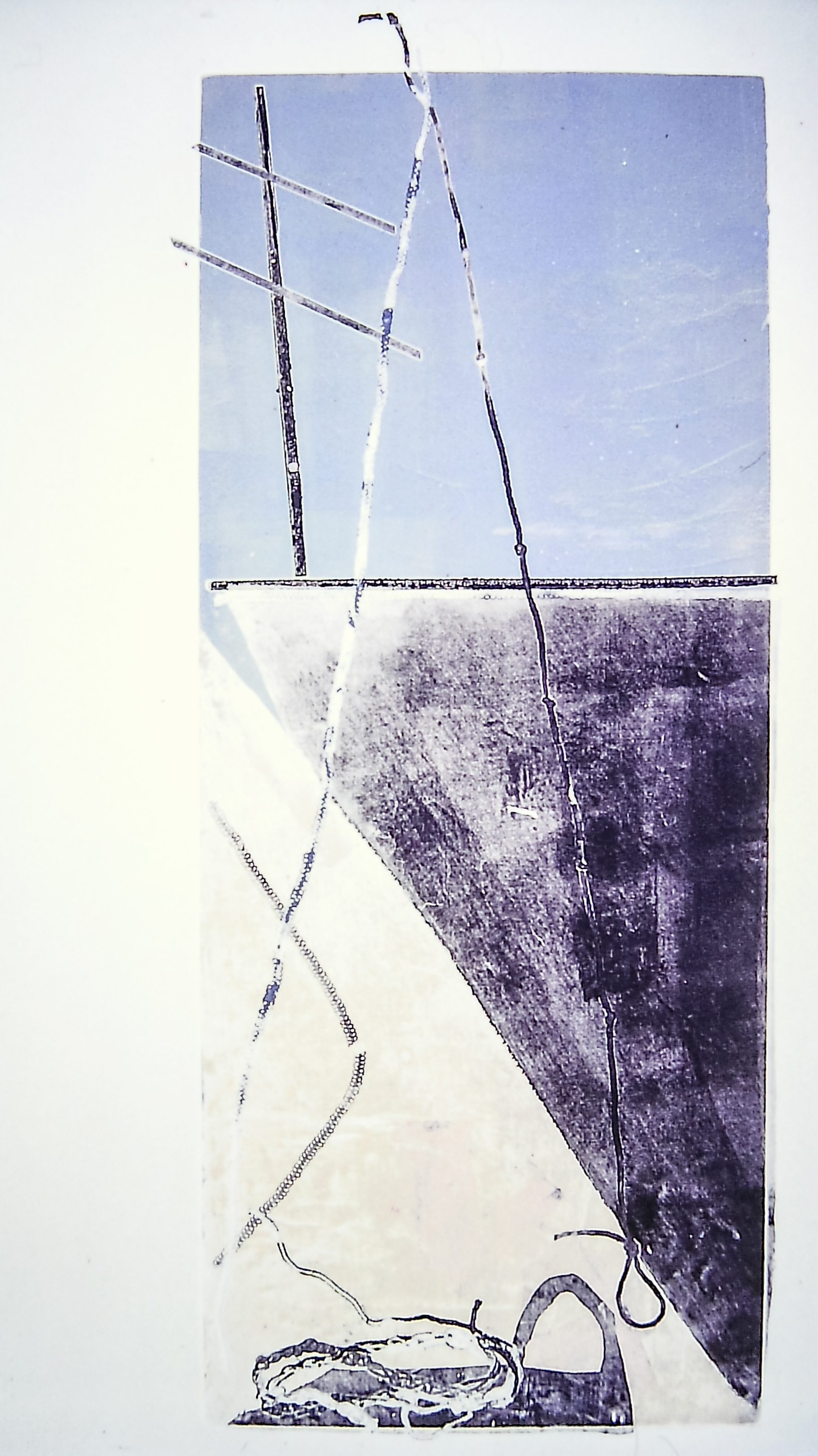 Alt text: Monoprint of an abstract sail