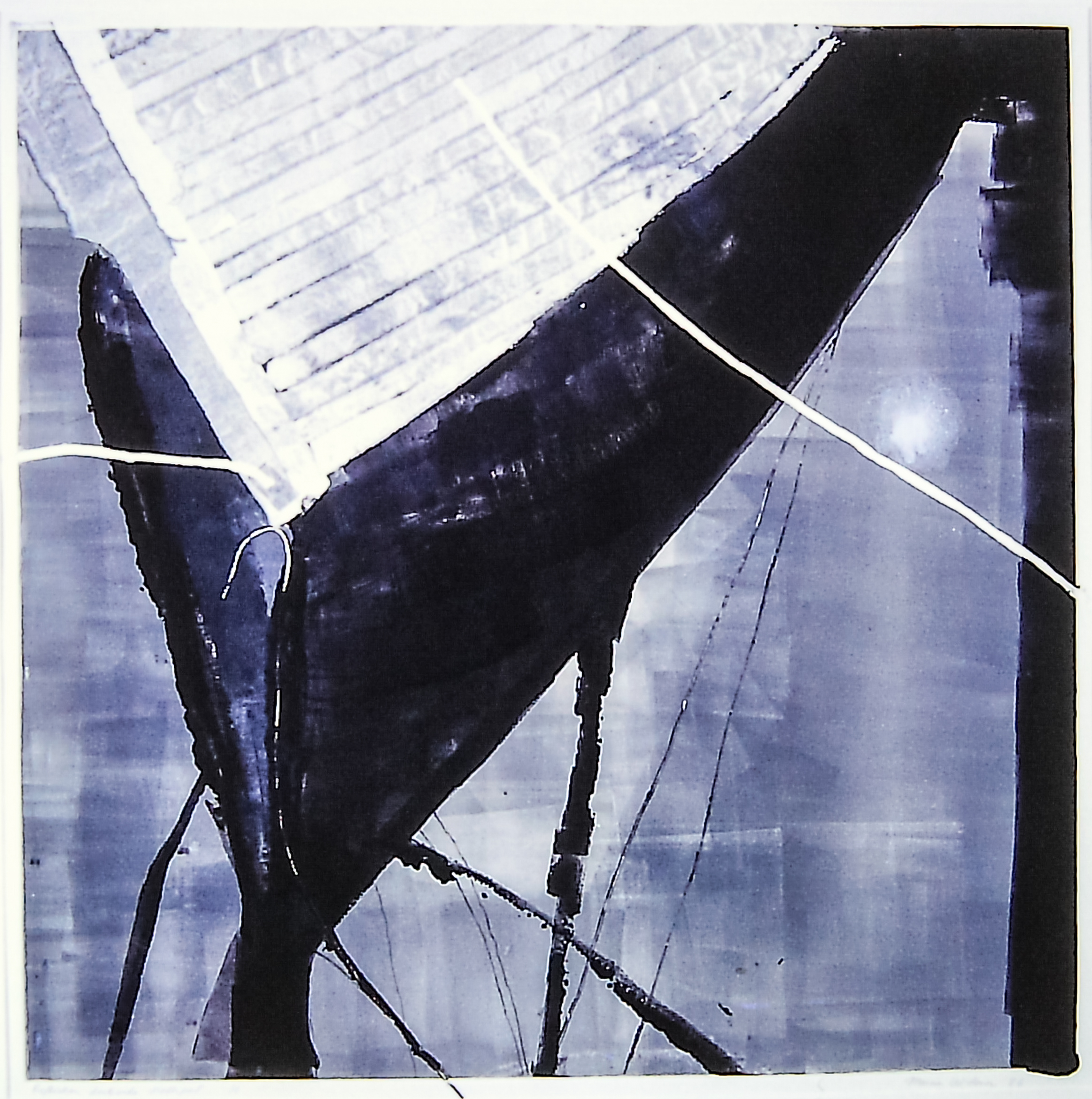 Alt text: Monoprint of an abstract sail