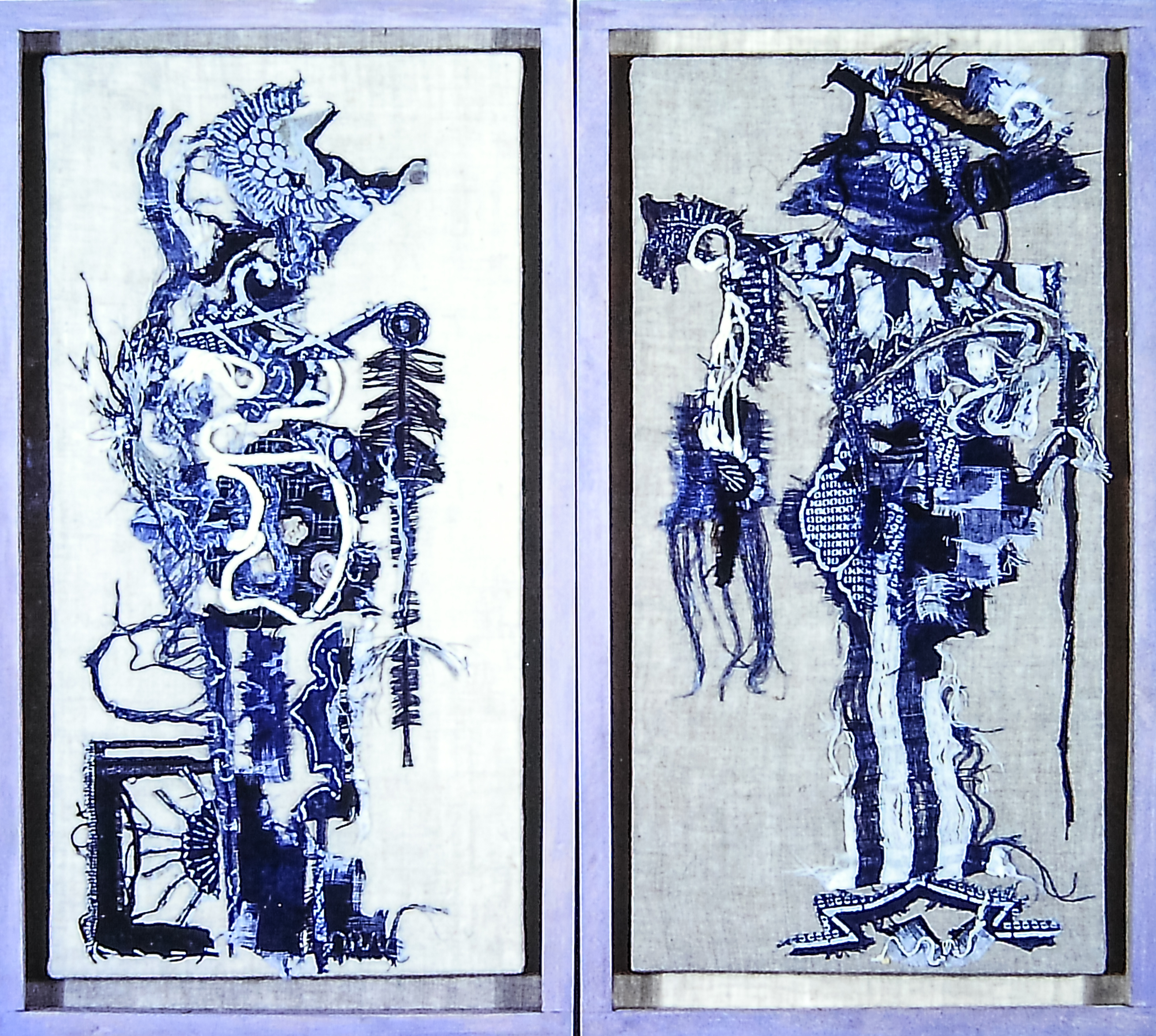 Alt text: Abstract collage with antique Japanese cloth