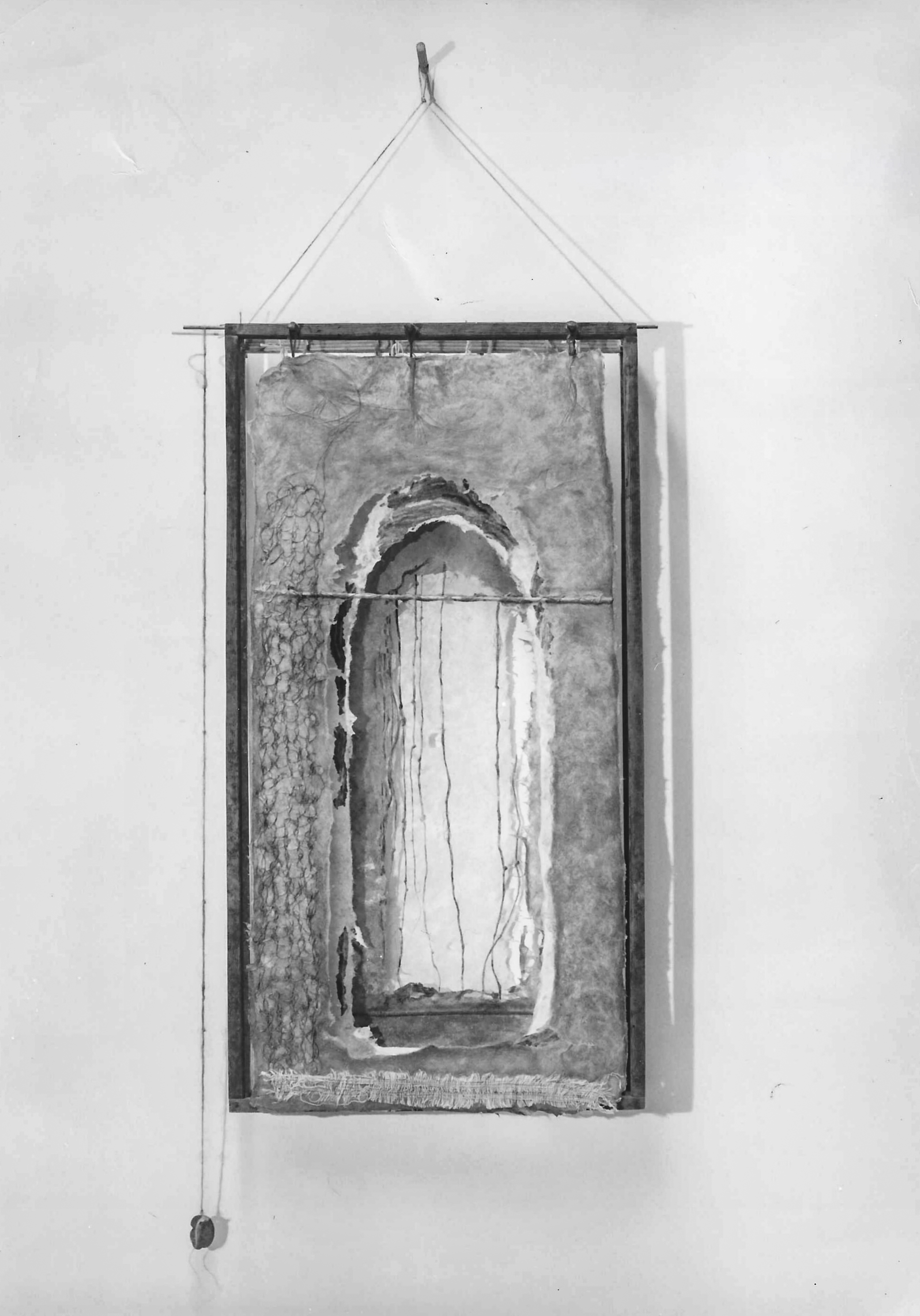 Alt text: Sculptural construction of a door